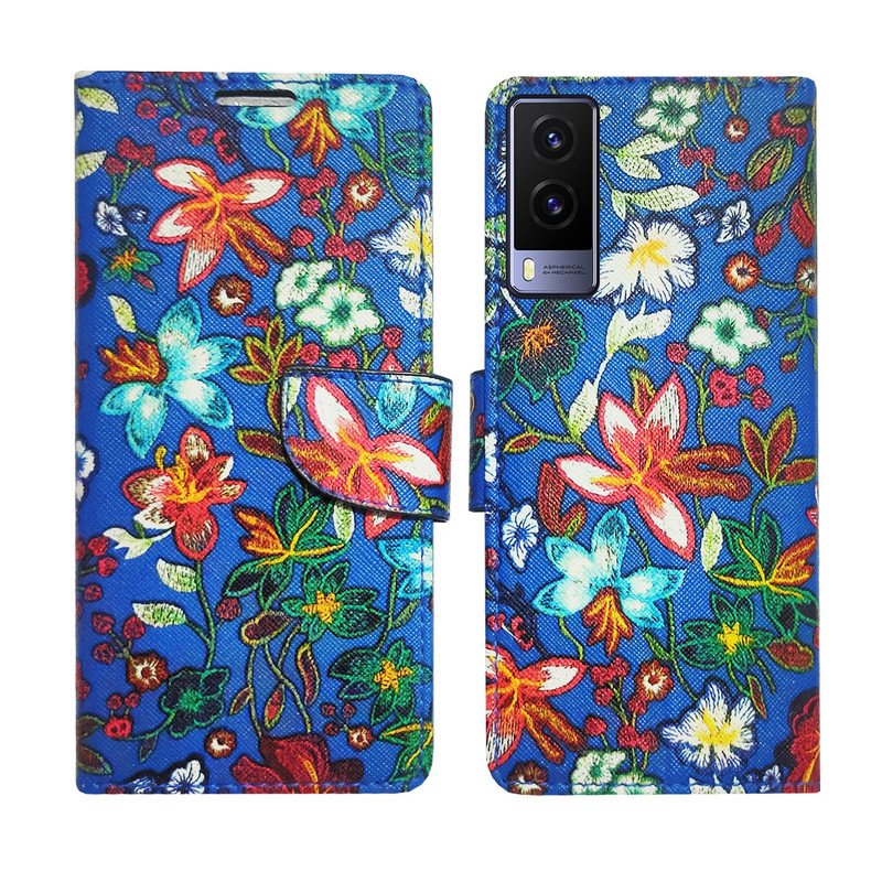 Dhar Flips Blue Pattern Flip Cover Vivo V21e 5G | Leather Finish | Shock Proof | Magnetic Clouser | Light Weight | Compatible with Vivo V21e 5G Cover | Best Designer Cover For Vivo V21e 5G