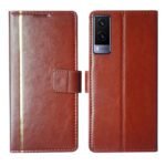 Dhar Flips Brown GP Flip Cover Vivo V21e 5G | Leather Finish | Shock Proof | Magnetic Clouser | Light Weight | Compatible with Vivo V21e 5G Cover | Best Designer Cover For Vivo V21e 5G