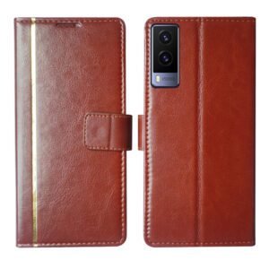 Dhar Flips Brown GP Flip Cover Vivo V21e 5G | Leather Finish | Shock Proof | Magnetic Clouser | Light Weight | Compatible with Vivo V21e 5G Cover | Best Designer Cover For Vivo V21e 5G