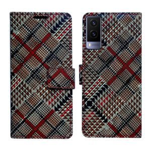 Dhar Flips Check Flip Cover Vivo V21e 5G | Leather Finish | Shock Proof | Magnetic Clouser | Light Weight | Compatible with Vivo V21e 5G Cover | Best Designer Cover For Vivo V21e 5G