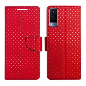 Dhar Flips Red Dot Flip Cover Vivo V21e 5G | Leather Finish | Shock Proof | Magnetic Clouser | Light Weight | Compatible with Vivo V21e 5G Cover | Best Designer Cover For Vivo V21e 5G