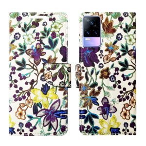 Dhar Flips Purple Pattern Flip Cover Vivo Y73 | Leather Finish | Shock Proof | Magnetic Clouser | Light Weight | Compatible with Vivo Y73 Cover | Best Designer Cover For Vivo Y73