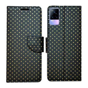 Dhar Flips Black Dot Flip Cover Vivo Y73 | Leather Finish | Shock Proof | Magnetic Clouser | Light Weight | Compatible with Vivo Y73 Cover | Best Designer Cover For Vivo Y73