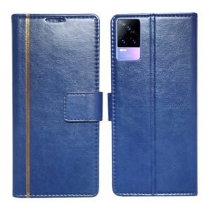 Dhar Flips Blue GP Flip Cover Vivo Y73 | Leather Finish | Shock Proof | Magnetic Clouser | Light Weight | Compatible with Vivo Y73 Cover | Best Designer Cover For Vivo Y73