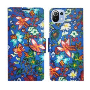 Dhar Flips Blue Pattern Flip Cover Mi 11 Lite | Leather Finish | Shock Proof | Magnetic Clouser | Light Weight | Compatible with Mi 11 Lite Cover | Best Designer Cover For Mi 11 Lite