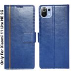 Dhar Flips Blue GP Flip Cover Mi 11 Lite NE | Leather Finish | Shock Proof | Magnetic Clouser | Light Weight | Compatible with Mi 11 Lite NE Cover | Best Designer Cover For Mi 11 Lite NE