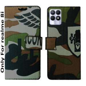 Dhar Flips Army Flip Cover Realme 8i | Leather Finish | Shock Proof | Magnetic Clouser | Light Weight | Compatible with Realme 8i Cover | Best Designer Cover For Realme 8i