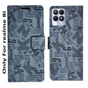 Dhar Flips Grey ATZ Flip Cover Realme 8i | Leather Finish | Shock Proof | Magnetic Clouser | Light Weight | Compatible with Realme 8i Cover | Best Designer Cover For Realme 8i