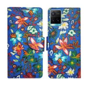 Dhar Flips Blue Pattern Flip Cover Vivo Y21T  | Leather Finish | Shock Proof | Magnetic Clouser | Light Weight | Compatible with Vivo Y21T  Cover | Best Designer Cover For Vivo Y21T