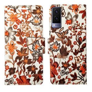 Dhar Flips Orange Pattern Flip Cover Vivo V21e 5G | Leather Finish | Shock Proof | Magnetic Clouser | Light Weight | Compatible with Vivo V21e 5G Cover | Best Designer Cover For Vivo V21e 5G