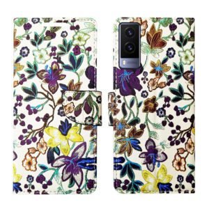 Dhar Flips Purple Pattern Flip Cover Vivo V21e 5G | Leather Finish | Shock Proof | Magnetic Clouser | Light Weight | Compatible with Vivo V21e 5G Cover | Best Designer Cover For Vivo V21e 5G