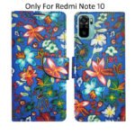 Dhar Flips Blue Pattern Flip Cover Redmi Note 10 | Leather Finish | Shock Proof | Magnetic Clouser | Light Weight | Compatible with Redmi Note 10 Cover | Best Designer Cover For Redmi Note 10