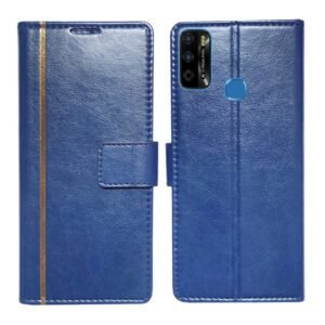 Dhar Flips Blue GP Flip Cover Infinix Smart 4 Plus | Leather Finish | Shock Proof | Magnetic Clouser | Light Weight | Compatible with Infinix Smart 4 Plus Cover | Best Designer Cover For Infinix Smart 4 Plus