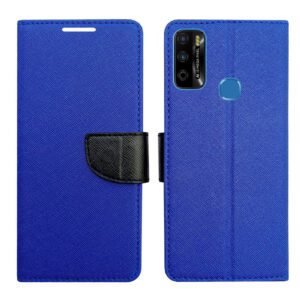 Dhar Flips Blue MRC Flip Cover Infinix Smart 4 Plus | Leather Finish | Shock Proof | Magnetic Clouser | Light Weight | Compatible with Infinix Smart 4 Plus Cover | Best Designer Cover For Infinix Smart 4 Plus