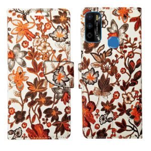 Dhar Flips Orange Pattern Flip Cover Infinix Smart 4 Plus | Leather Finish | Shock Proof | Magnetic Clouser | Light Weight | Compatible with Infinix Smart 4 Plus Cover | Best Designer Cover For Infinix Smart 4 Plus