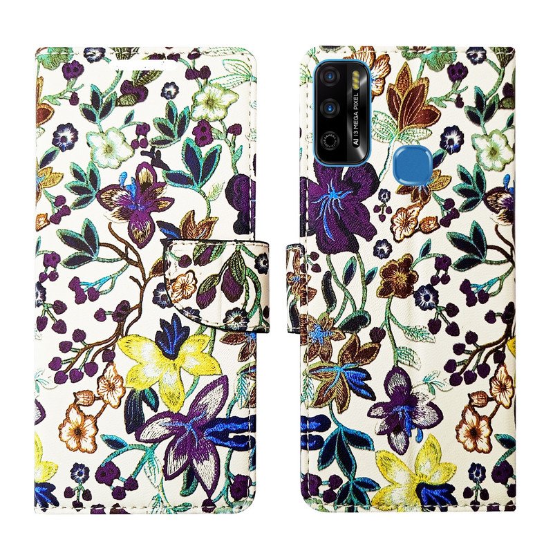 Dhar Flips Purple Pattern Flip Cover Infinix Smart 4 Plus | Leather Finish | Shock Proof | Magnetic Clouser | Light Weight | Compatible with Infinix Smart 4 Plus Cover | Best Designer Cover For Infinix Smart 4 Plus