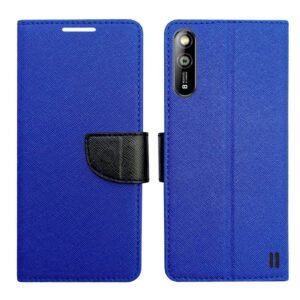 Dhar Flips Blue MRC Flip Cover Lava Z2 | Leather Finish | Shock Proof | Magnetic Clouser | Light Weight | Compatible with Lava Z2 Cover | Best Designer Cover For Lava Z2