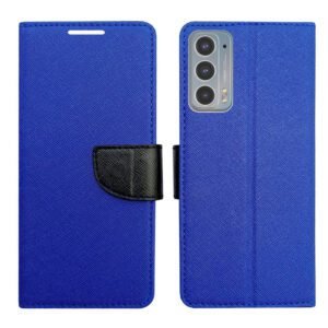 Dhar Flips Blue MRC Flip Cover Moto Edge 20 | Leather Finish | Shock Proof | Magnetic Clouser | Light Weight | Compatible with Moto Edge 20 Cover | Best Designer Cover For Moto Edge 20