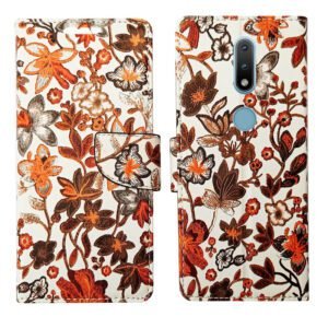 Dhar Flips Orange Pattern Flip Cover Nokia 2.4 | Leather Finish | Shock Proof | Magnetic Clouser | Light Weight | Compatible with Nokia 2.4 Cover | Best Designer Cover For Nokia 2.4