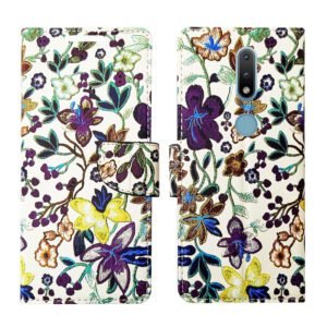 Dhar Flips Purple Pattern Flip Cover Nokia 2.4 | Leather Finish | Shock Proof | Magnetic Clouser | Light Weight | Compatible with Nokia 2.4 Cover | Best Designer Cover For Nokia 2.4