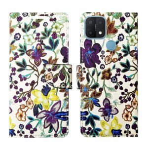 Dhar Flips Purple Pattern Flip Cover Oppo A15 | Leather Finish | Shock Proof | Magnetic Clouser | Light Weight | Compatible with Oppo A15 Cover | Best Designer Cover For Oppo A15