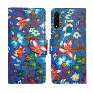 Dhar Flips Blue Pattern Flip Cover Oppo A31 | Leather Finish | Shock Proof | Magnetic Clouser | Light Weight | Compatible with Oppo A31 Cover | Best Designer Cover For Oppo A31