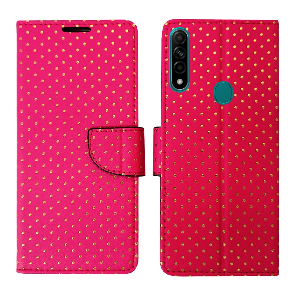 Dhar Flips Pink Dot Flip Cover Oppo A31 | Leather Finish | Shock Proof | Magnetic Clouser | Light Weight | Compatible with Oppo A31 Cover | Best Designer Cover For Oppo A31