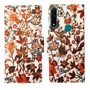 Dhar Flips Orange Pattern Flip Cover Oppo A31 | Leather Finish | Shock Proof | Magnetic Clouser | Light Weight | Compatible with Oppo A31 Cover | Best Designer Cover For Oppo A31