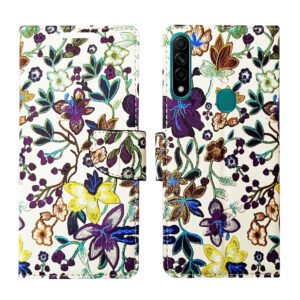 Dhar Flips Purple Pattern Flip Cover Oppo A31 | Leather Finish | Shock Proof | Magnetic Clouser | Light Weight | Compatible with Oppo A31 Cover | Best Designer Cover For Oppo A31