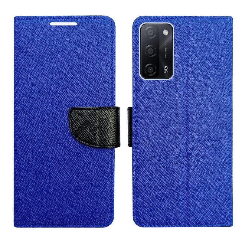 Dhar Flips Blue MRC Flip Cover Oppo A53s | Leather Finish | Shock Proof | Magnetic Clouser | Light Weight | Compatible with Oppo A53s Cover | Best Designer Cover For Oppo A53s