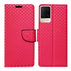 Dhar Flips Pink Dot Flip Cover Oppo A54 | Leather Finish | Shock Proof | Magnetic Clouser | Light Weight | Compatible with Oppo A54 Cover | Best Designer Cover For Oppo A54