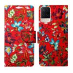 Dhar Flips Red Pattern Flip Cover Oppo A54 | Leather Finish | Shock Proof | Magnetic Clouser | Light Weight | Compatible with Oppo A54 Cover | Best Designer Cover For Oppo A54