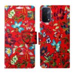 Dhar Flips Red Pattern Flip Cover Oppo A74 | Leather Finish | Shock Proof | Magnetic Clouser | Light Weight | Compatible with Oppo A74 Cover | Best Designer Cover For Oppo A74