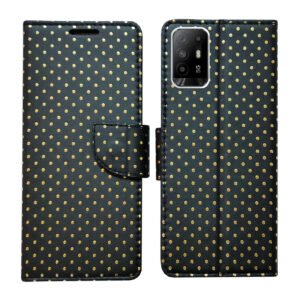 Dhar Flips Black Dot Flip Cover Oppo F19 Pro Plus | Leather Finish | Shock Proof | Magnetic Clouser | Light Weight | Compatible with Oppo F19 Pro Plus Cover | Best Designer Cover For Oppo F19 Pro Plus