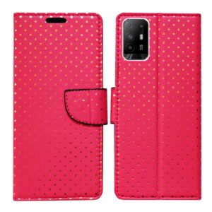 Dhar Flips Pink Dot Flip Cover Oppo F19 Pro Plus | Leather Finish | Shock Proof | Magnetic Clouser | Light Weight | Compatible with Oppo F19 Pro Plus Cover | Best Designer Cover For Oppo F19 Pro Plus