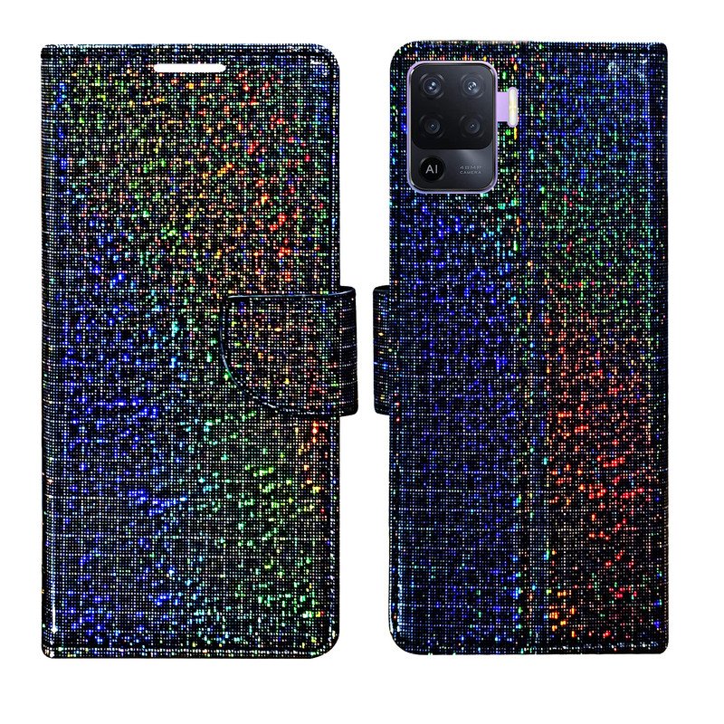 Dhar Flips Glitter Flip Cover Oppo F19 Pro | Leather Finish | Shock Proof | Magnetic Clouser | Light Weight | Compatible with Oppo F19 Pro Cover | Best Designer Cover For Oppo F19 Pro