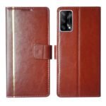 Dhar Flips Brown GP Flip Cover Oppo F19 | Leather Finish | Shock Proof | Magnetic Clouser | Light Weight | Compatible with Oppo F19 Cover | Best Designer Cover For Oppo F19