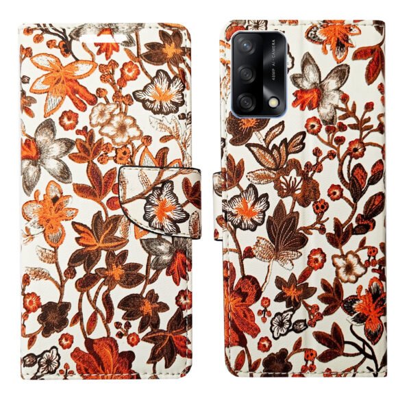 Dhar Flips Orange Pattern Flip Cover Oppo F19 | Leather Finish | Shock Proof | Magnetic Clouser | Light Weight | Compatible with Oppo F19 Cover | Best Designer Cover For Oppo F19