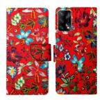 Dhar Flips Red Pattern Flip Cover Oppo F19 | Leather Finish | Shock Proof | Magnetic Clouser | Light Weight | Compatible with Oppo F19 Cover | Best Designer Cover For Oppo F19