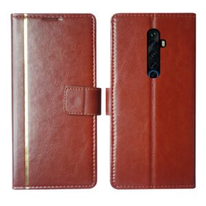 Dhar Flips Brown GP Flip Cover Oppo Reno 2Z | Leather Finish | Shock Proof | Magnetic Clouser | Light Weight | Compatible with Oppo Reno 2Z Cover | Best Designer Cover For Oppo Reno 2Z