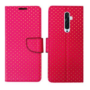 Dhar Flips Pink Dot Flip Cover Oppo Reno 2Z | Leather Finish | Shock Proof | Magnetic Clouser | Light Weight | Compatible with Oppo Reno 2Z Cover | Best Designer Cover For Oppo Reno 2Z