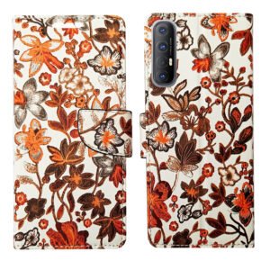 Dhar Flips Orange Pattern Flip Cover Oppo Reno 3 Pro | Leather Finish | Shock Proof | Magnetic Clouser | Light Weight | Compatible with Oppo Reno 3 Pro Cover | Best Designer Cover For Oppo Reno 3 Pro