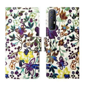 Dhar Flips Purple Pattern Flip Cover Oppo Reno 3 Pro | Leather Finish | Shock Proof | Magnetic Clouser | Light Weight | Compatible with Oppo Reno 3 Pro Cover | Best Designer Cover For Oppo Reno 3 Pro