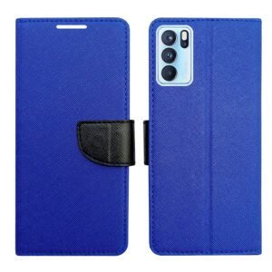 Dhar Flips Blue MRC Flip Cover Oppo Reno 6 Pro 5G | Leather Finish | Shock Proof | Magnetic Clouser | Light Weight | Compatible with Oppo Reno 6 Pro 5G Cover | Best Designer Cover For Oppo Reno 6 Pro 5G