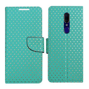 Dhar Flips Aquamarine Dot Flip Cover Oppo F11 | Leather Finish | Shock Proof | Magnetic Clouser | Light Weight | Compatible with Oppo F11 Cover | Best Designer Cover For Oppo F11