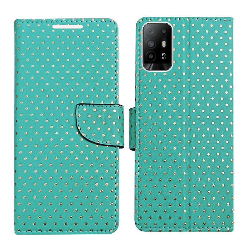 Dhar Flips Aquamarine Dot Flip Cover Oppo F19 Pro Plus | Leather Finish | Shock Proof | Magnetic Clouser | Light Weight | Compatible with Oppo F19 Pro Plus Cover | Best Designer Cover For Oppo F19 Pro Plus