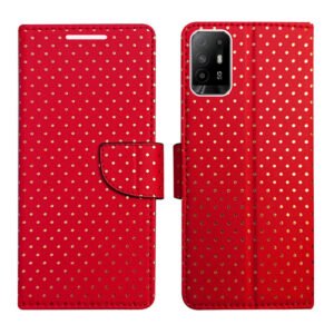 Dhar Flips Red Dot Flip Cover Oppo F19 Pro Plus | Leather Finish | Shock Proof | Magnetic Clouser | Light Weight | Compatible with Oppo F19 Pro Plus Cover | Best Designer Cover For Oppo F19 Pro Plus