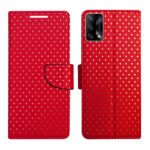 Dhar Flips Red Dot Flip Cover Oppo F19 | Leather Finish | Shock Proof | Magnetic Clouser | Light Weight | Compatible with Oppo F19 Cover | Best Designer Cover For Oppo F19