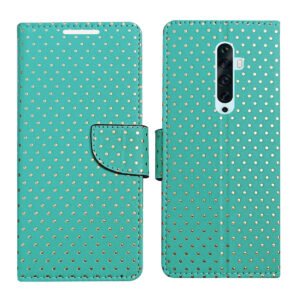 Dhar Flips Aquamarine Dot Flip Cover Oppo Reno 2Z | Leather Finish | Shock Proof | Magnetic Clouser | Light Weight | Compatible with Oppo Reno 2Z Cover | Best Designer Cover For Oppo Reno 2Z