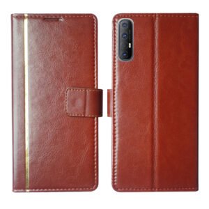 Dhar Flips Brown GP Flip Cover Oppo Reno 3 Pro | Leather Finish | Shock Proof | Magnetic Clouser | Light Weight | Compatible with Oppo Reno 3 Pro Cover | Best Designer Cover For Oppo Reno 3 Pro